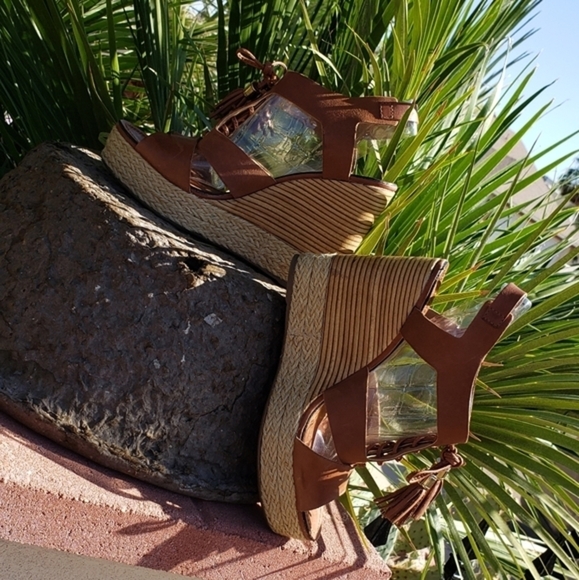 Klub Nico VERONICA‎ Cognac Brown Leather Wedge Sand - Picture 2 of 7